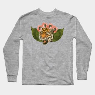 Botanical Tiger with Flower Crown Long Sleeve T-Shirt